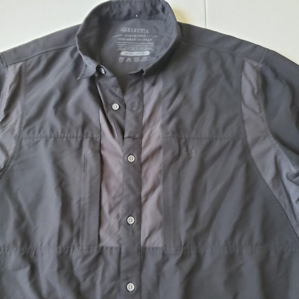 Beretta Shirt Mens XL Black Short Sleeve Button Up Stretch Outdoor Hunting